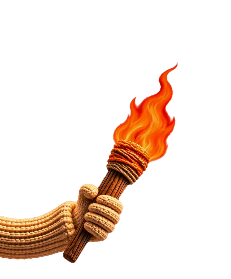 Une main tient la flamme du bonheur